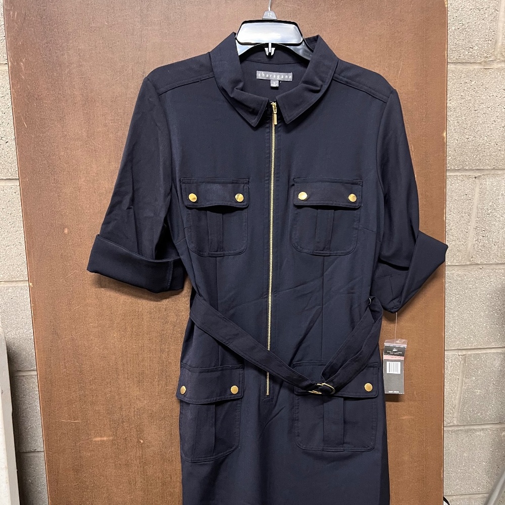 Sharagano 4 Pocket Deep Navy Blue Dress
